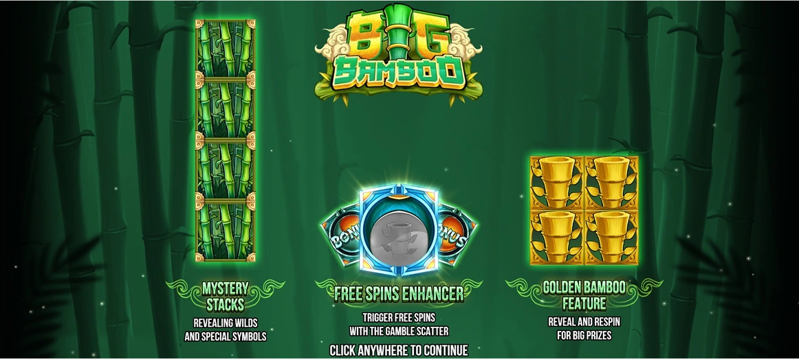 Funciones de bonificacion Big Bamboo Slot.